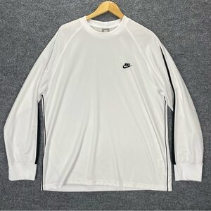 Vintage Nike Sportswear Long Sleeve Shirt Mens XXL White Black Stripe Silver Tag